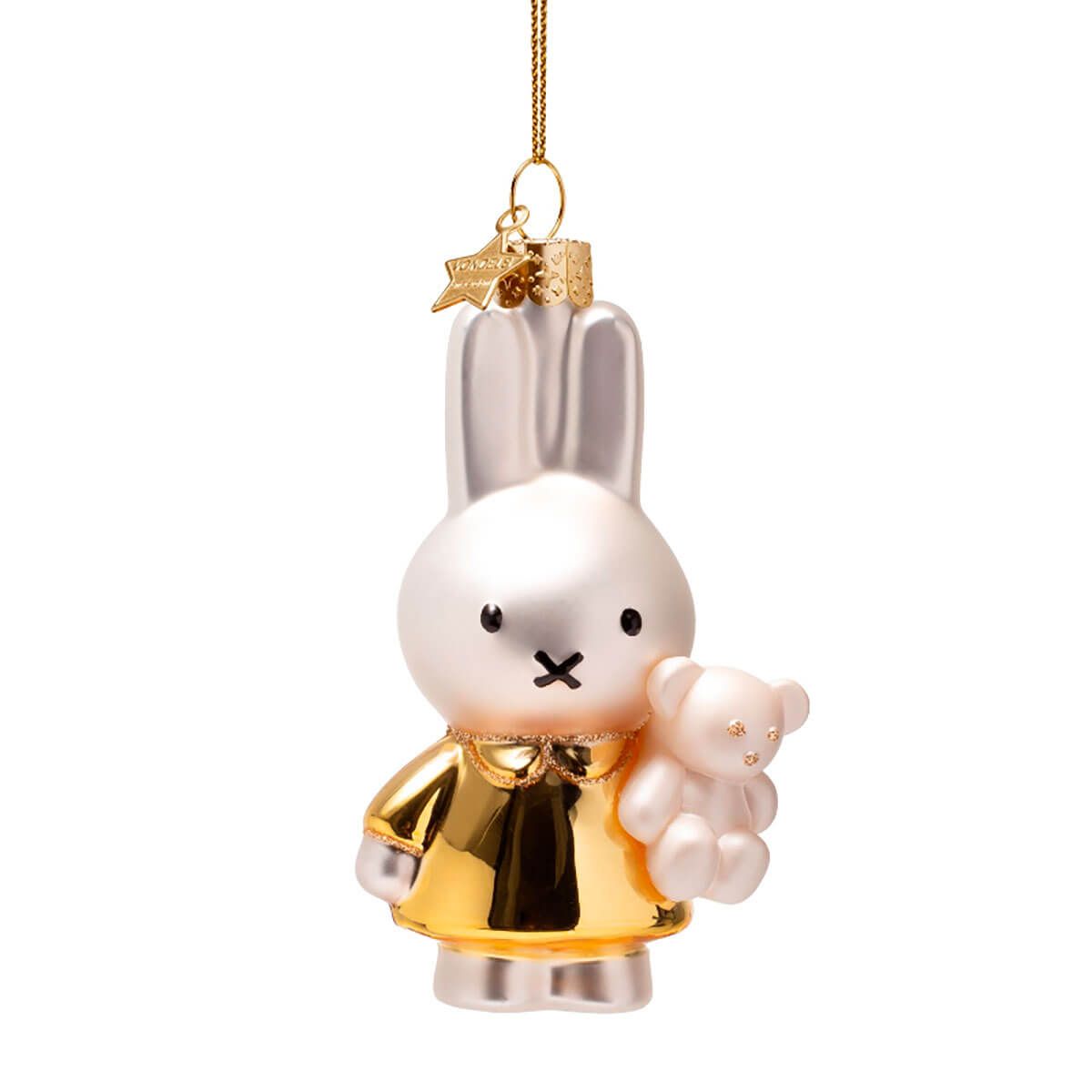 Vondels Gold Miffy with Bear Christmas Tree Decoration (11cm
