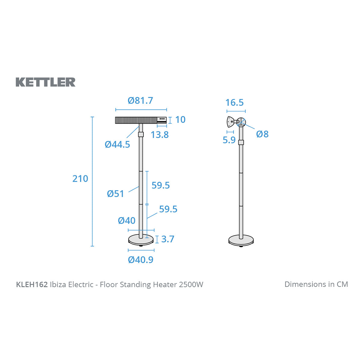Kettler Kalos Ibiza Electric Garden Height Adjustable Heater