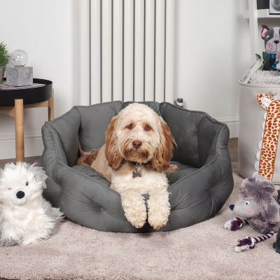 Zoon Button-Tufted Round Dog Bed - Grey (Medium Dog)
