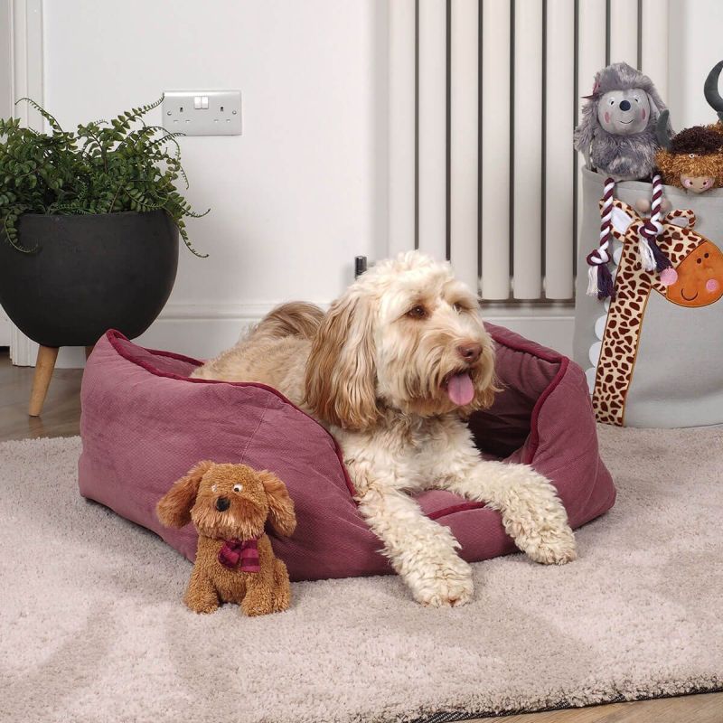 Zoon TuffEarth Recycled Chenille Square Dog Bed - Red (Large Dog)