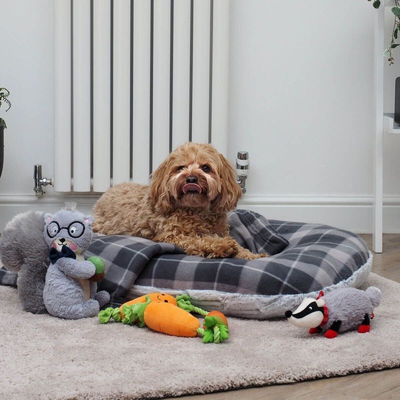 Zoon TuffEarth Recycled Oval Cushion Dog Bed - Grey Fleece (Medium Dog)