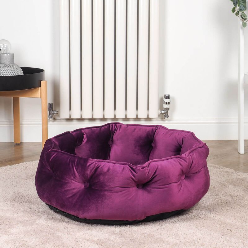 Zoon Button Tufted Donut Cat Bed - Mulberry
