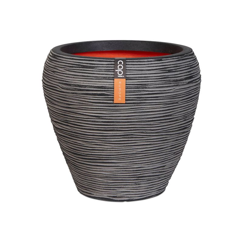 42cm Capi Nature Tapered Ribbed Garden Planter (Anthracite)