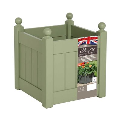 AFK Classic Square TImber Planter (38cm, Green)