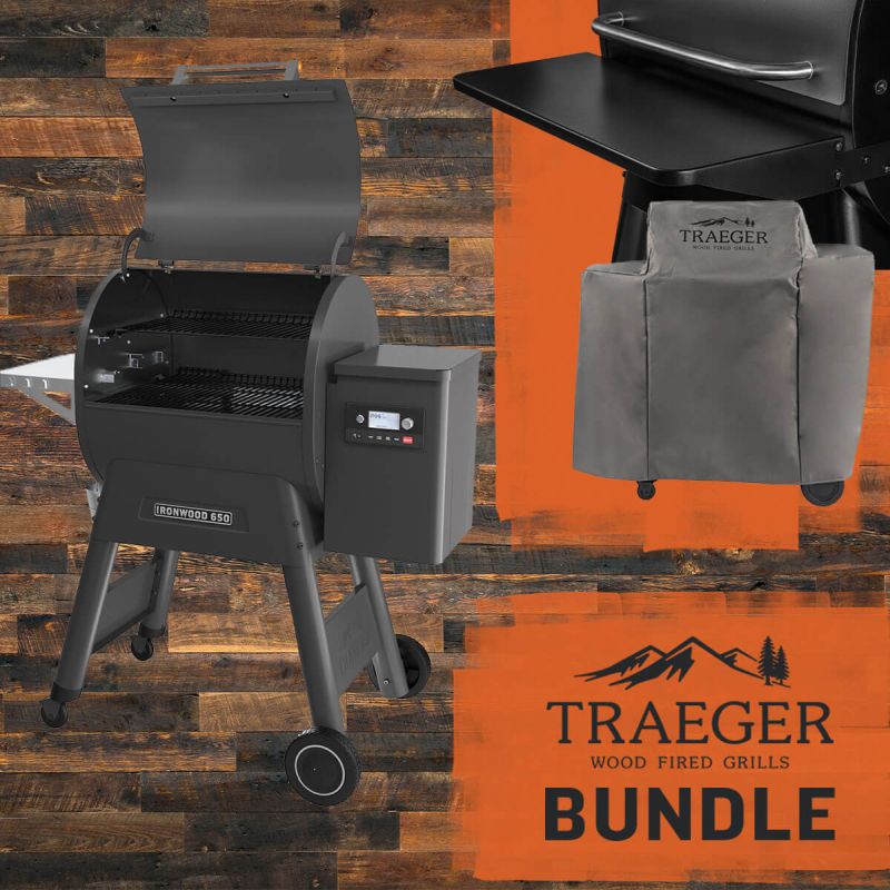 Traeger BBQ Ironwood 650 Pellet Grill (with Cover and Shelf)