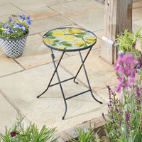 Lemon Folding Garden Side Table with Glass Top