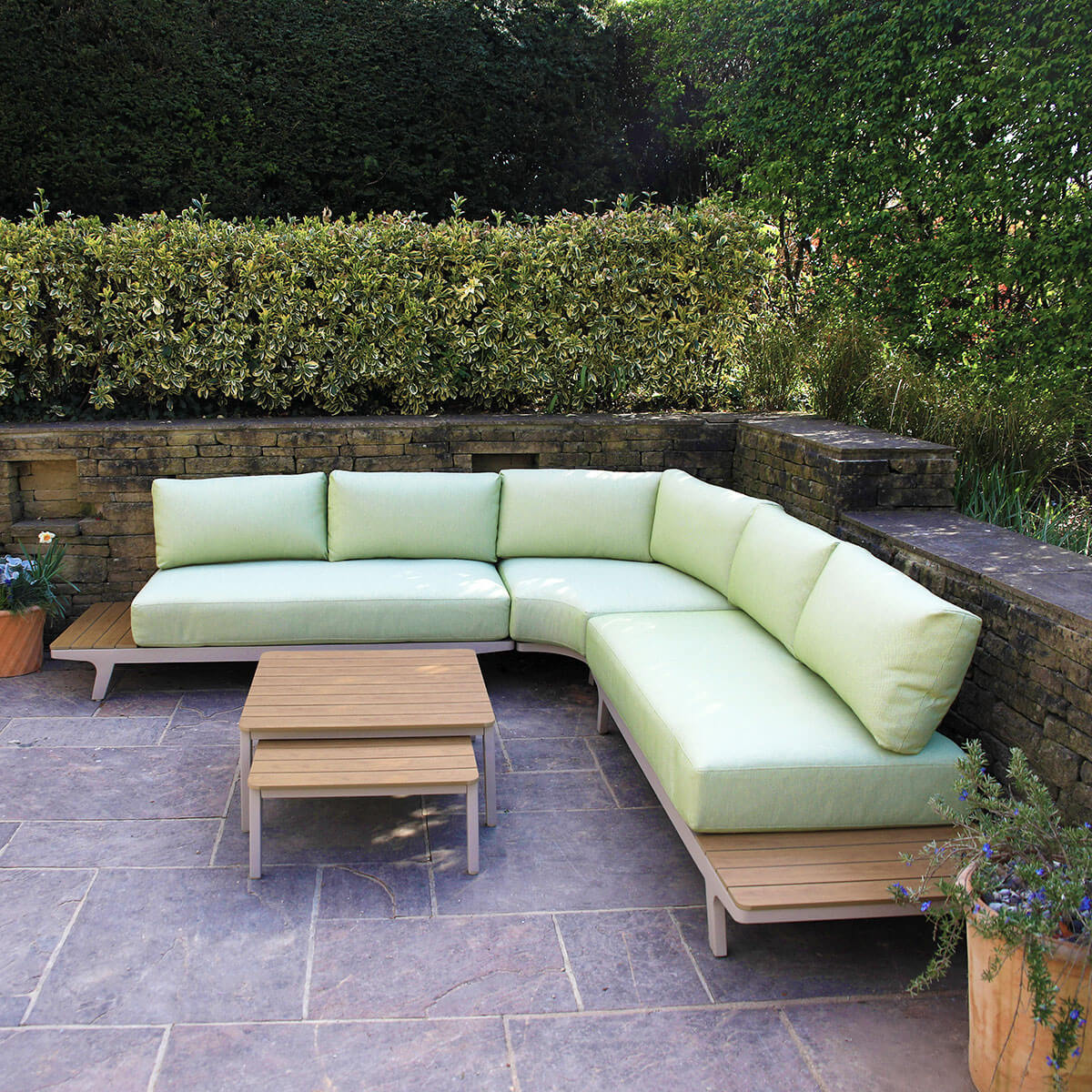 Ardeo Ver Veris 5 Seat Garden Corner Sofa Set with Coffee Table Duo ...