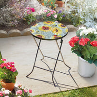 Sunflower Folding Garden Side Table with Glass Top