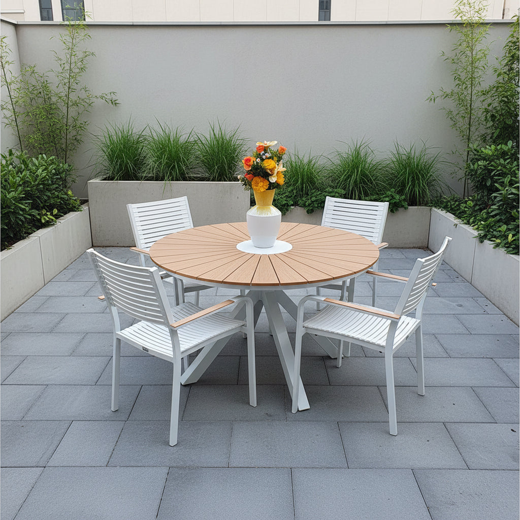 Ardeo Fusion 4 Seat Polywood Round Garden Dining Set – Ruxley Manor ...