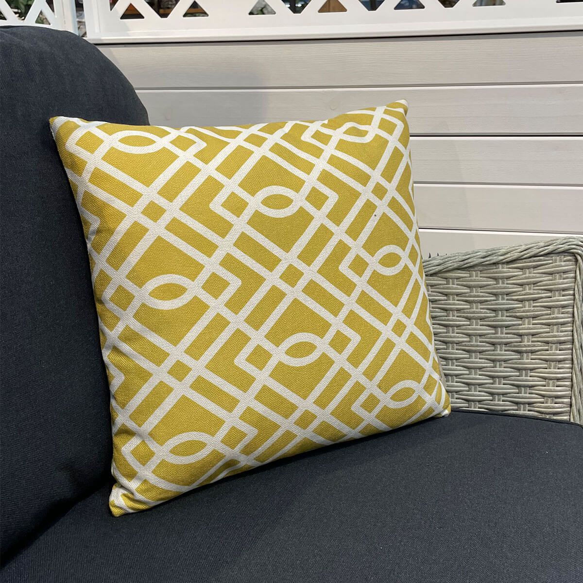 Bramblecrest Square Scatter Outdoor Cushion - Ochre Maze – Ruxley Manor ...