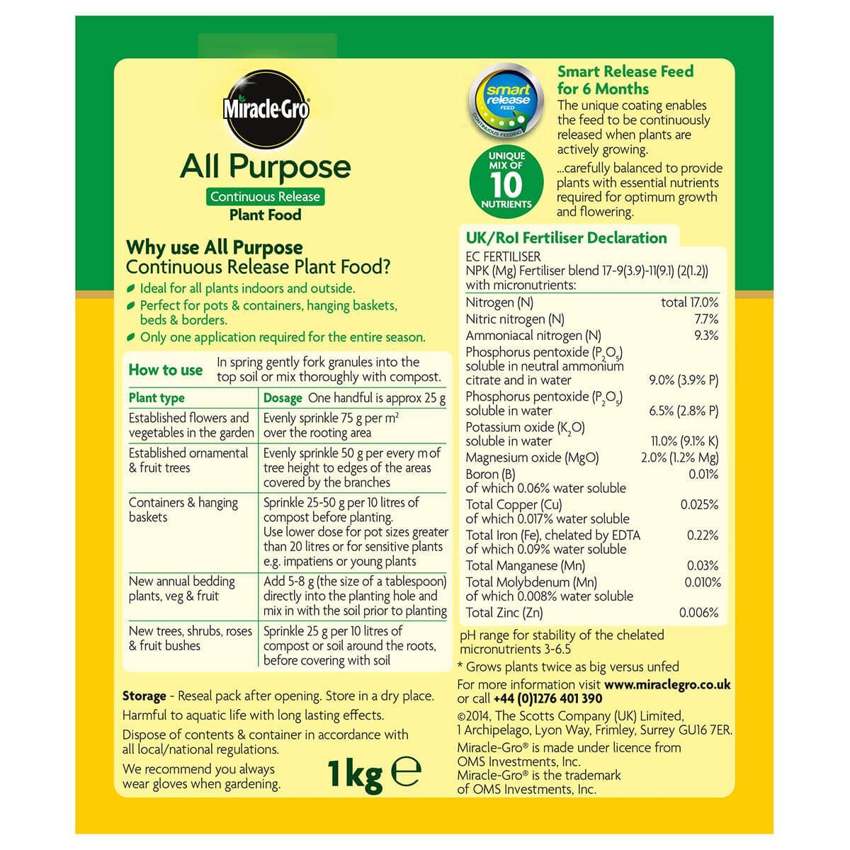 Miracle-Gro All Purpose Continuous Release Plant Food (1kg)