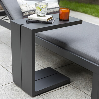 Kettler Elba - Side Table for Kettler Garden Sun Lounger/Low Lounge Sofa Set (Grey)