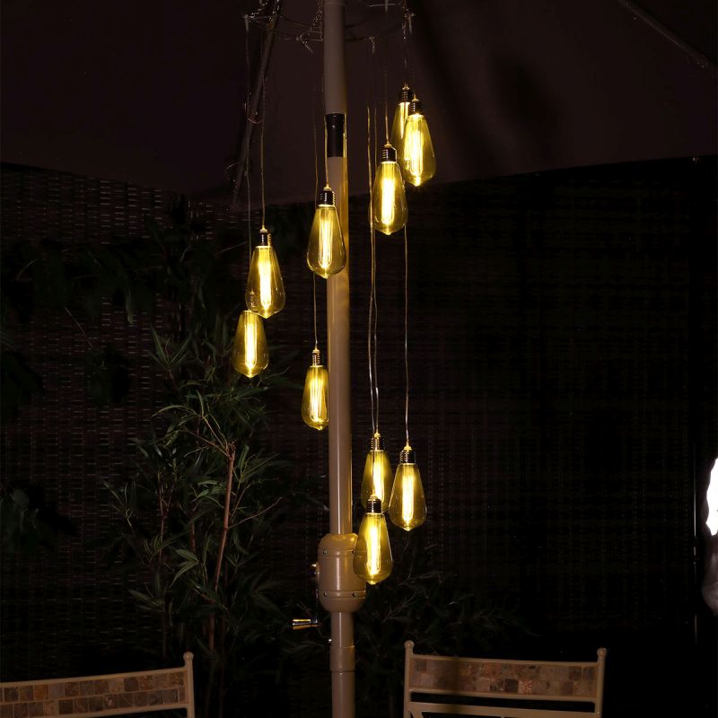 Noma The Bulb Spiral Chandelier Garden Parasol Light - 10 LED Bulbs