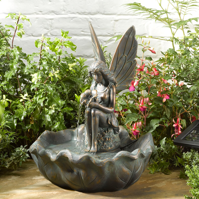 Solar Fairy Leaf Water Feature