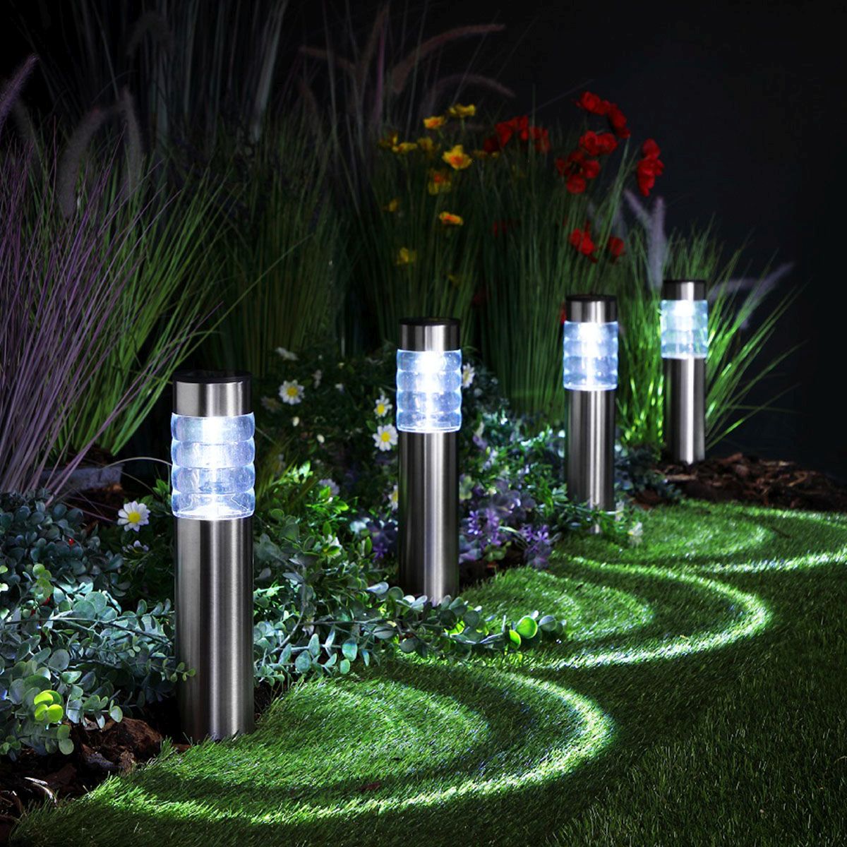 Noma Midi Prism Stainless Steel Bollard Garden Lights - Set of 4