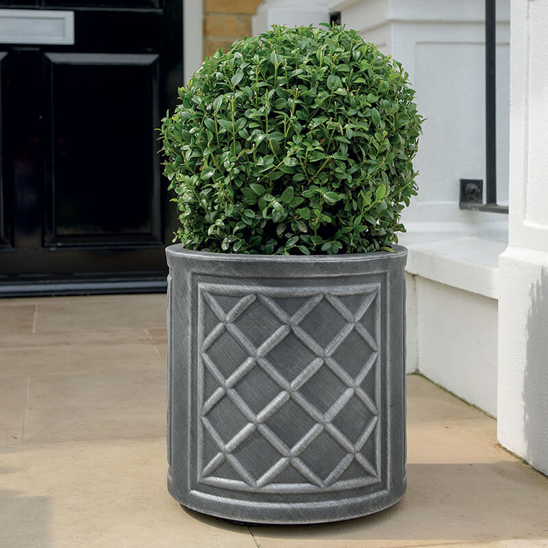 32cm Lead Effect Round Outdoor Plant Pot (Pewter)