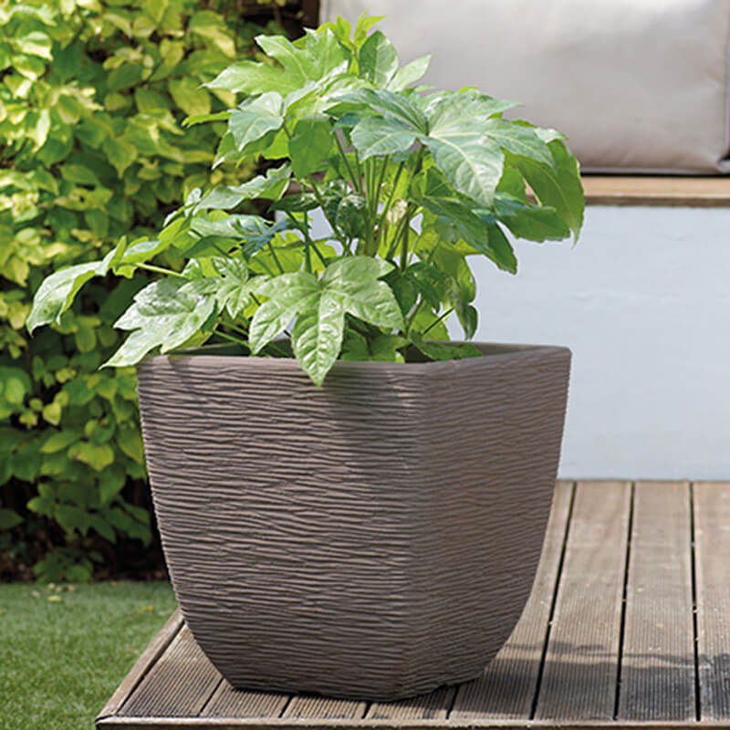 32cm Cotswold Tall Square Outdoor Plant Pot (Dark Brown)
