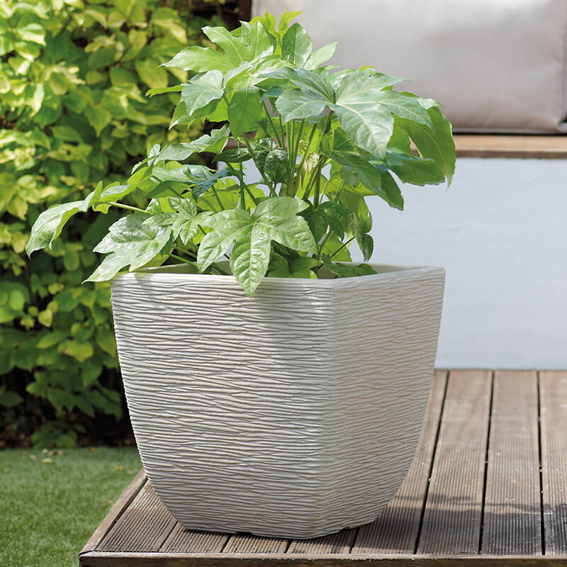 32cm Cotswold Square Outdoor Plant Pot (Limestone Grey)