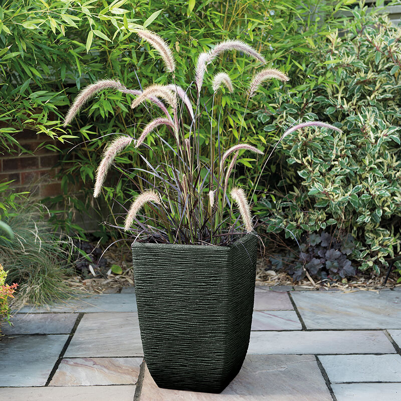 33cm Cotswold Tall Square Outdoor Plant Pot (Green)