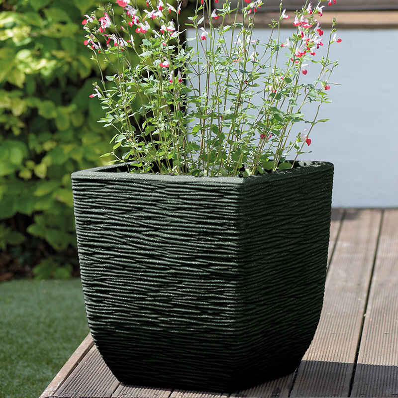 32cm Cotswold Square Outdoor Plant Pot (Green)