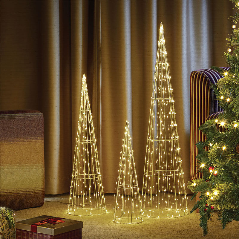 Three Kings 3 Warm White Christmas TreeCone LED Decorations - 640 LEDs