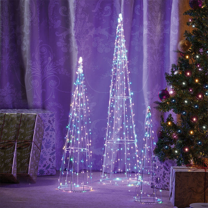 Three Kings 3 Multi-coloured Christmas TreeCone LED Decorations - 640 LEDs