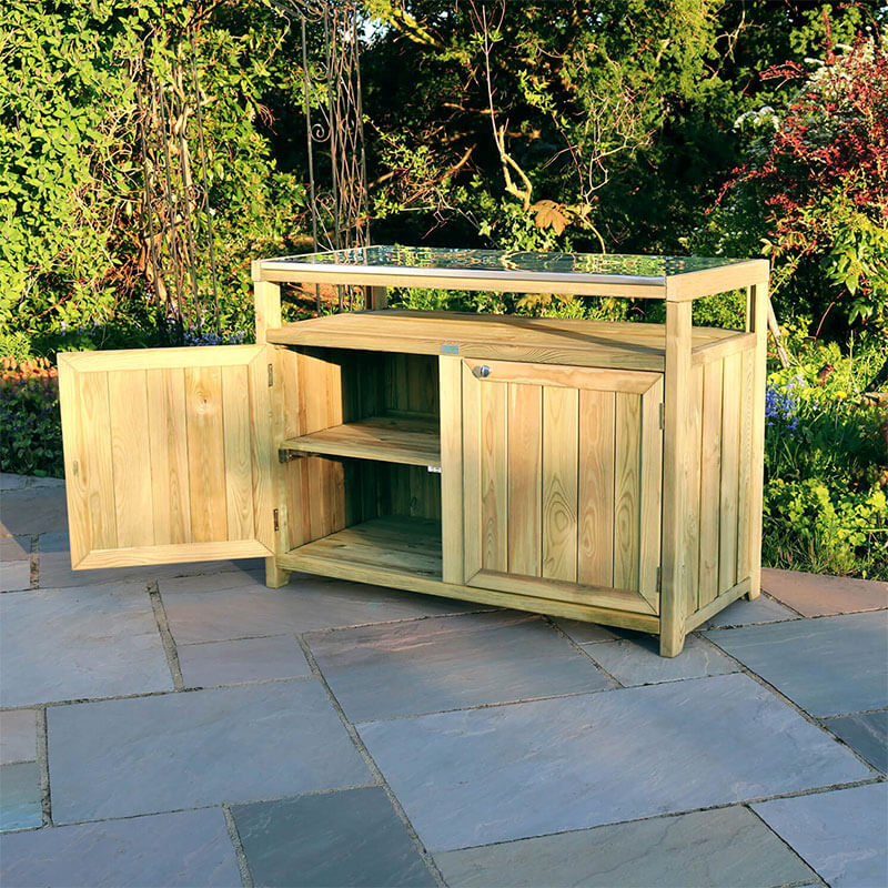 Zest Terraza Wood Outdoor Kitchen Double Unit (With Stainless Steel Top)