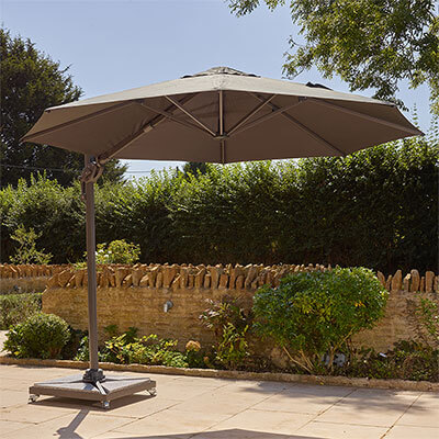 Bramblecrest Chichester - 360° Garden Parasol (3m, Sand) With Cover and Base