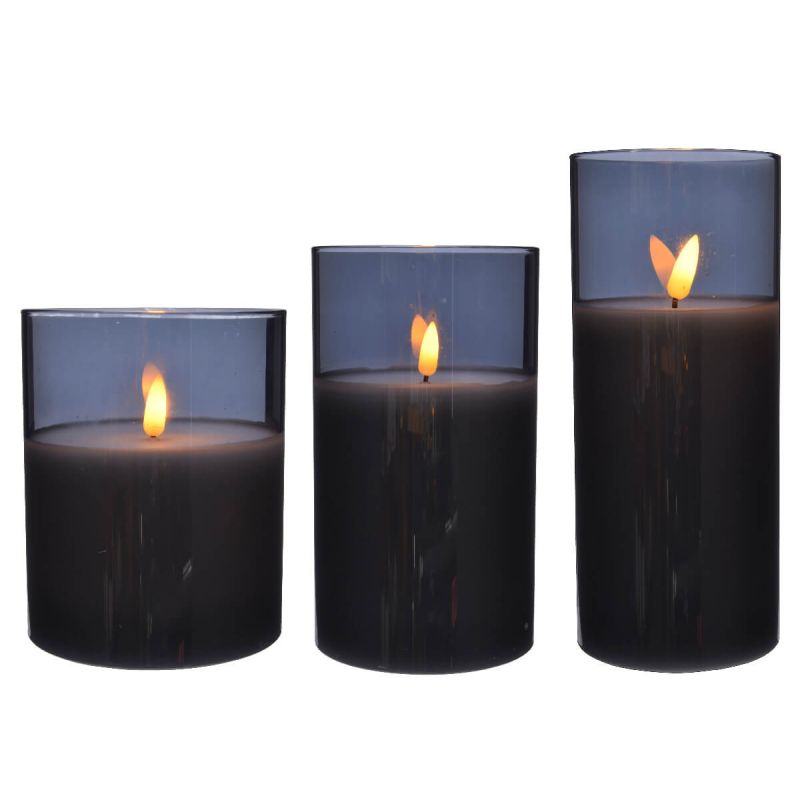 Pack Of 3 LED Candles - Smoke