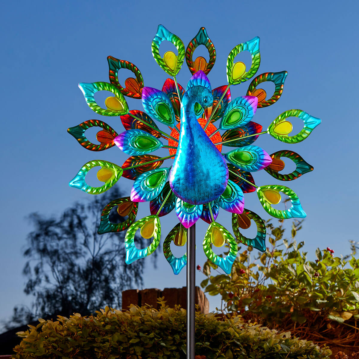 Peacock Windspinner with Solar Crackle Ball