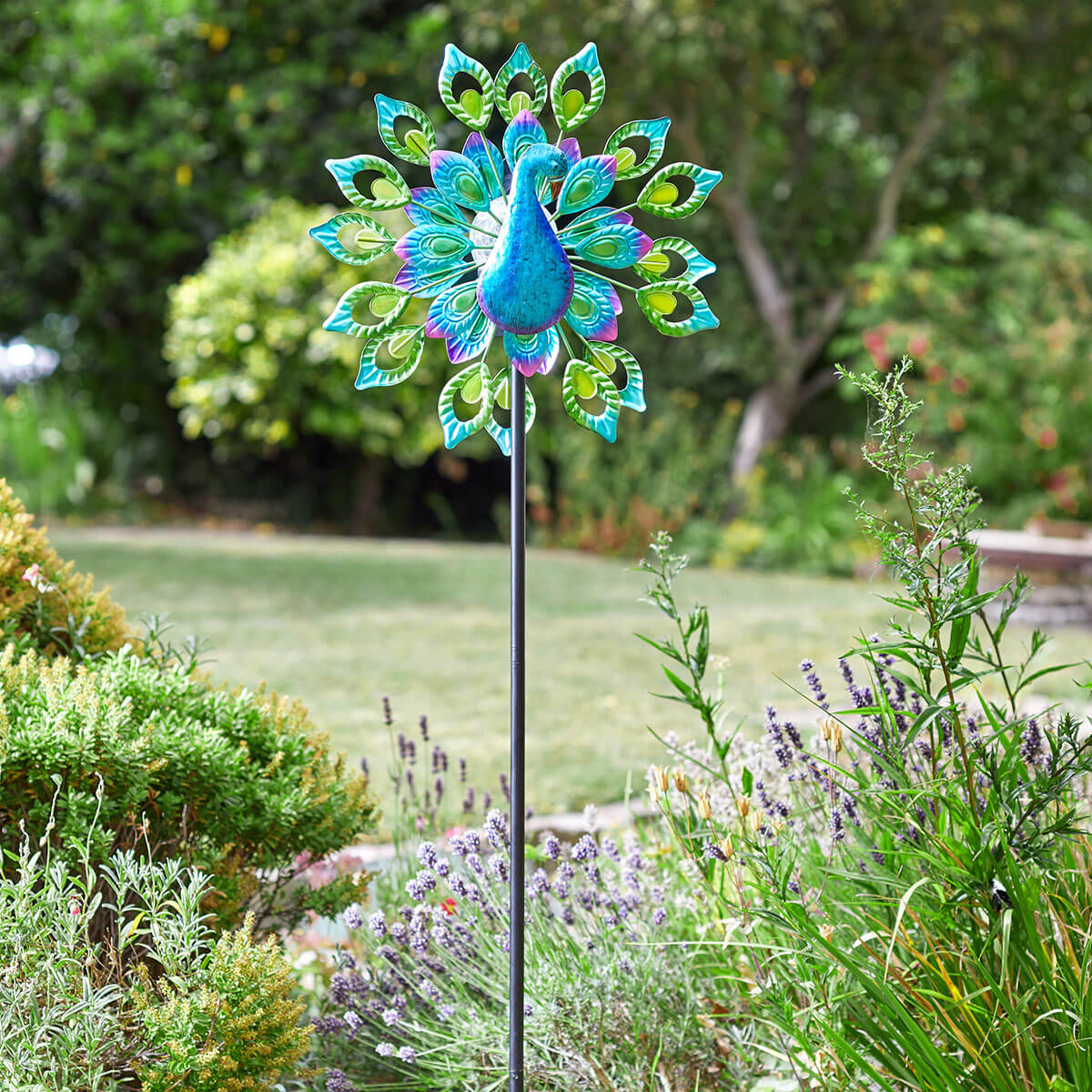 Peacock Windspinner with Solar Crackle Ball