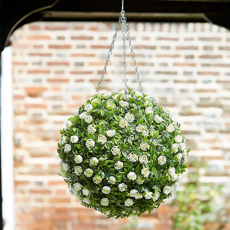 Topiary White Rose Ball 30 cm