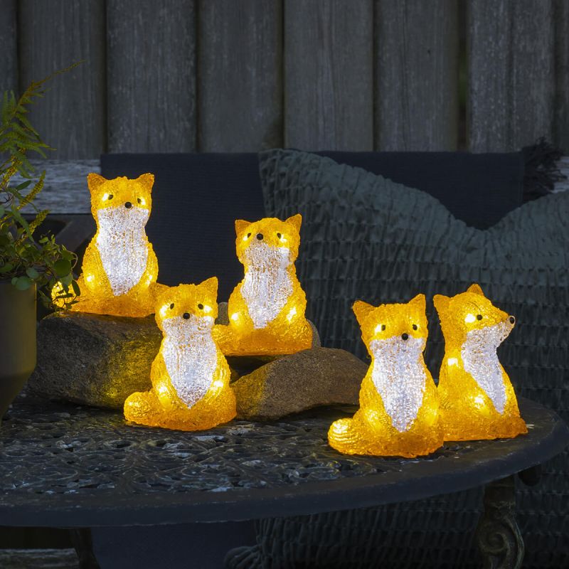 LED Acrylic Foxes - Set of 5