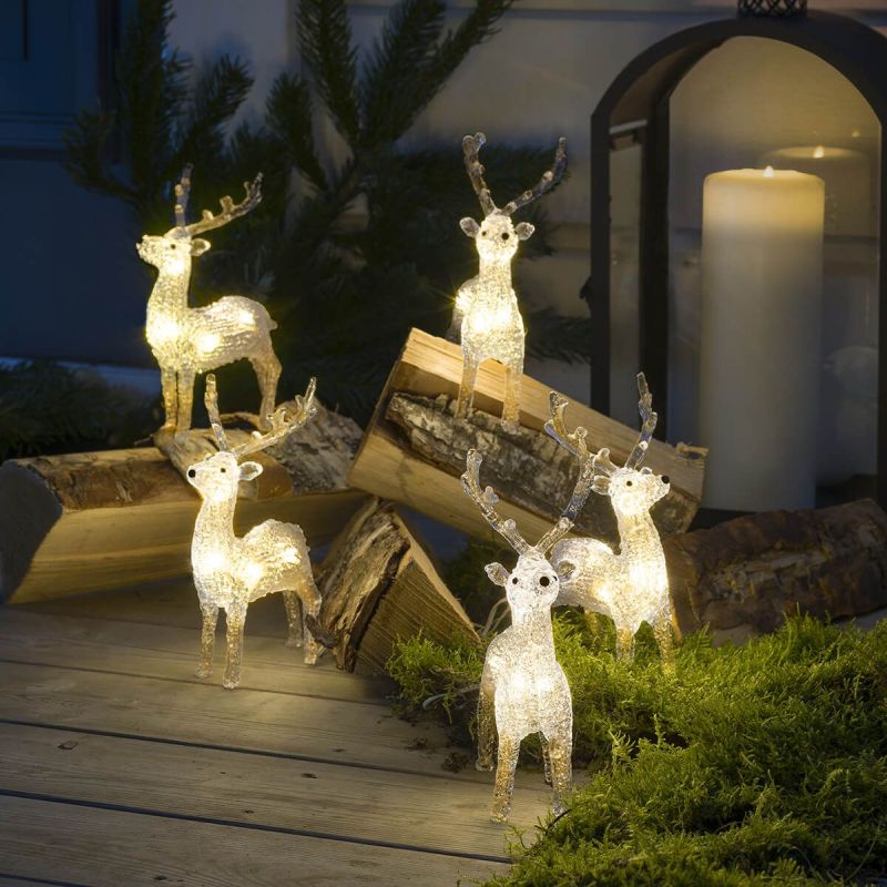 LED Acrylic Reindeer - Set of 5