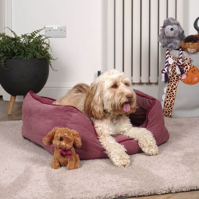 Zoon TuffEarth Recycled Chenille Square Dog Bed - Red (Small Dog)