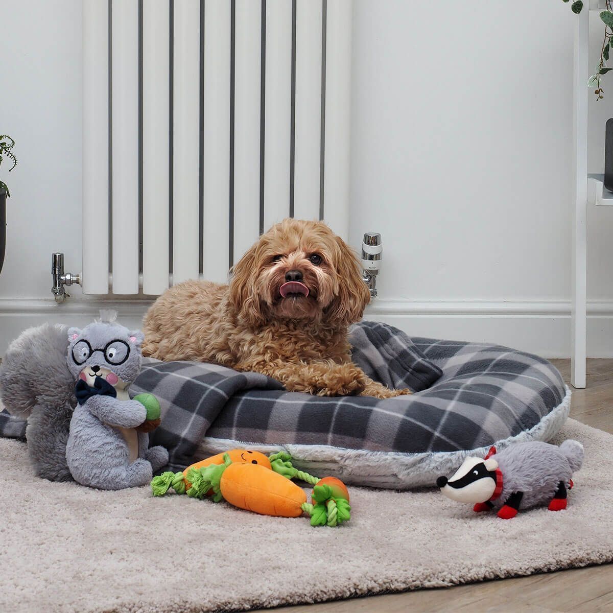 Zoon TuffEarth Recycled Oval Dog Bed - Grey Fleece (XXL Dog)