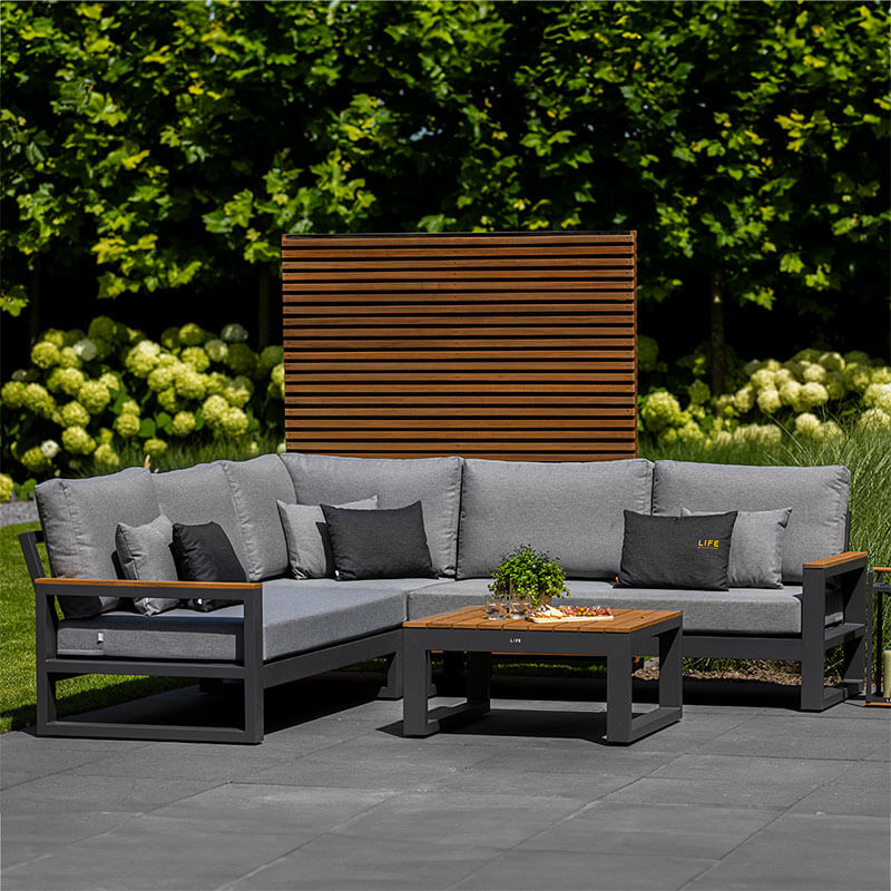 LIFE Soho - 6 Seat Aluminium Corner Garden Sofa and Chair Set (Includes Armchair, not pictured)
