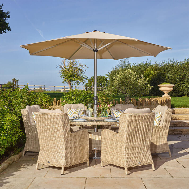 Bramblecrest Somerford - Garden Dining Set with Parasol (6 Seater, Round)
