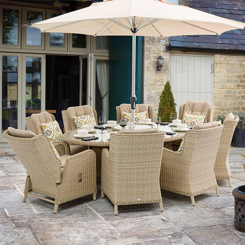Bramblecrest Somerford - Garden Dining Set with Parasol (8 Seater, Oval)