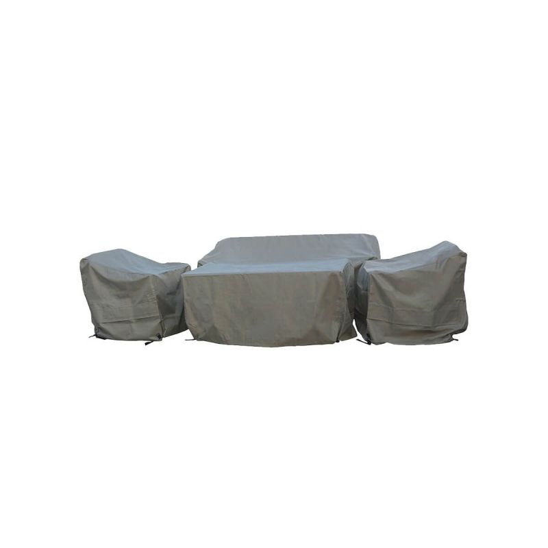 Bramblecrest 3 Seat Sofa with 2 Sofa Chairs & Rectangle Casual Dining Table Set Cover - Khaki