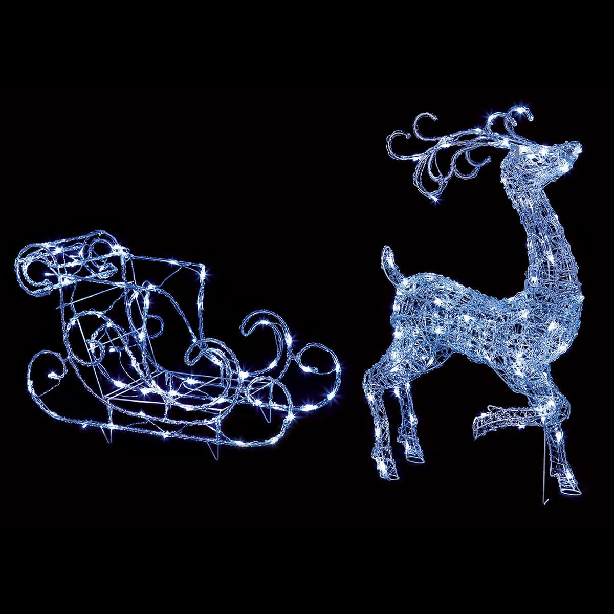 1m Reindeer and Sleigh - Cool White