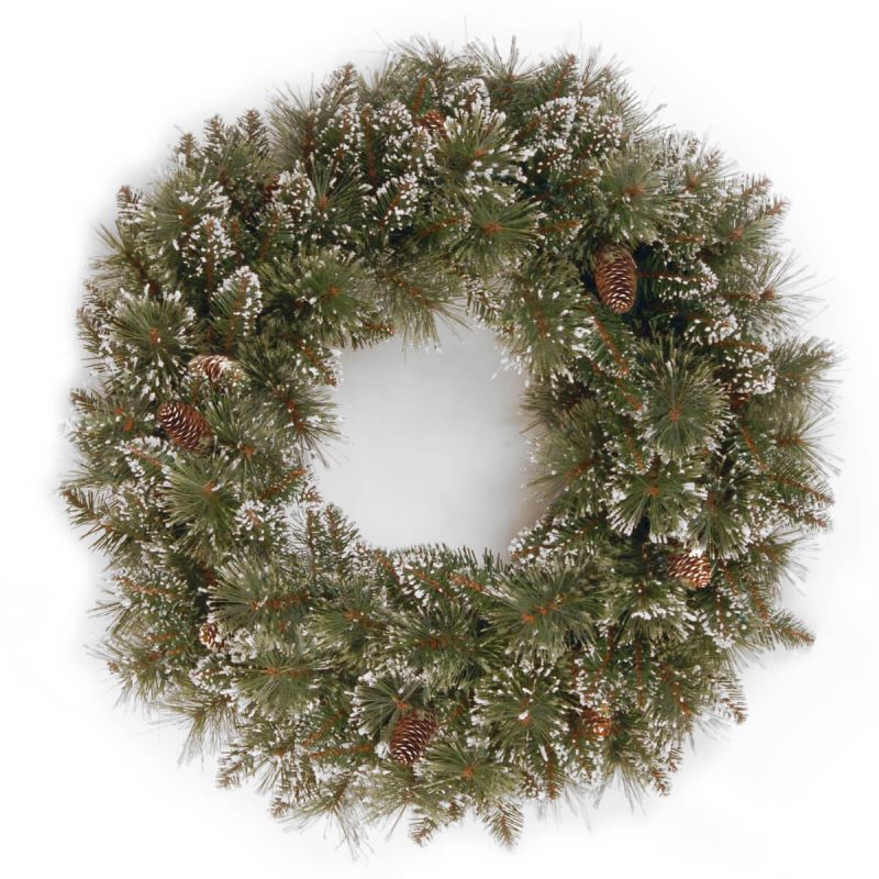 24" Glittery Bristle Pine Wreath