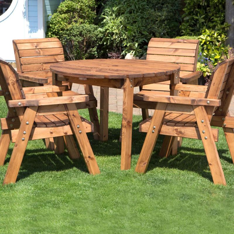 Charles Taylor 4 Seat Wooden Garden Furniture Table Set (Round)