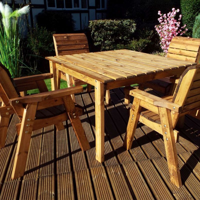Charles Taylor 4 Seat Wooden Garden Furniture Table Set (Square)