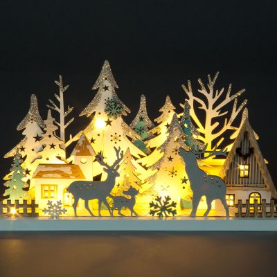 18cm Table Top with Trees House Family Stags