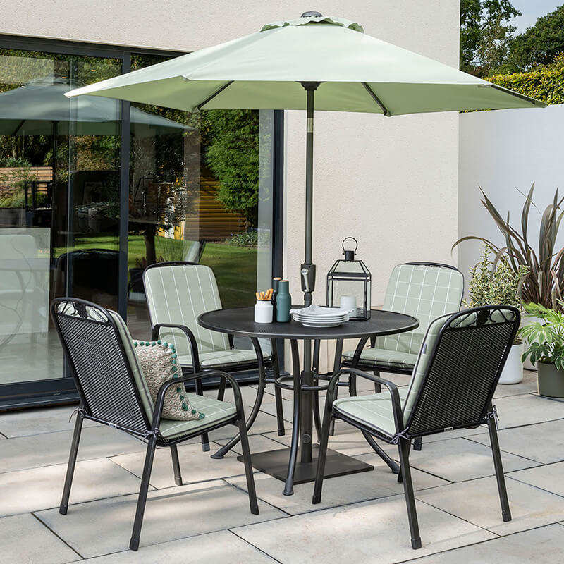 Kettler Siena - Garden Dining Set with Parasol (4 Chairs, Round)
