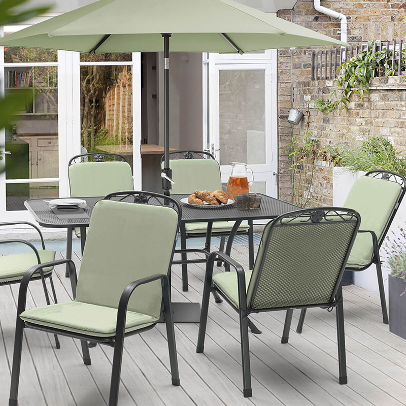 Kettler Siena - Garden Dining Set with Parasol (6 Chairs, Rectangular)