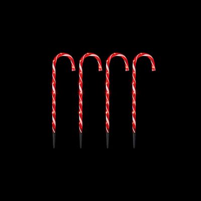4 Red Candy Cane Stake Lights