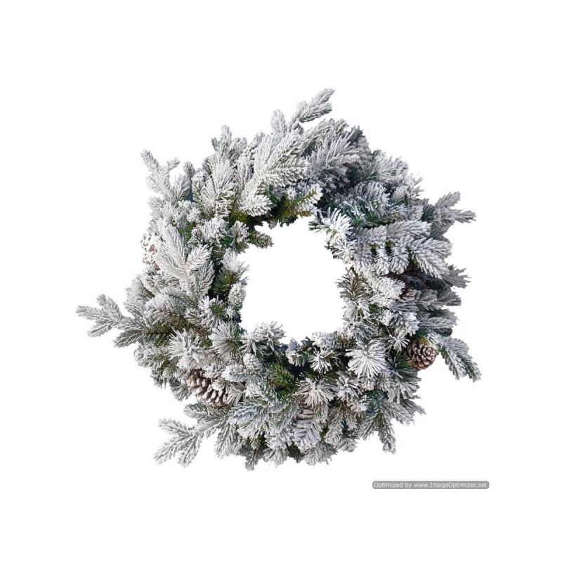 24" Feel Real Snowy Dorchester Wreath