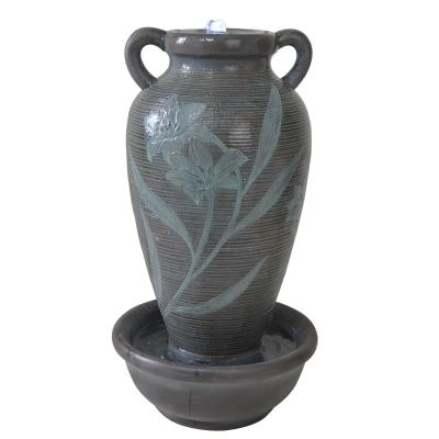 Floral Ribbed Vase Water Feature